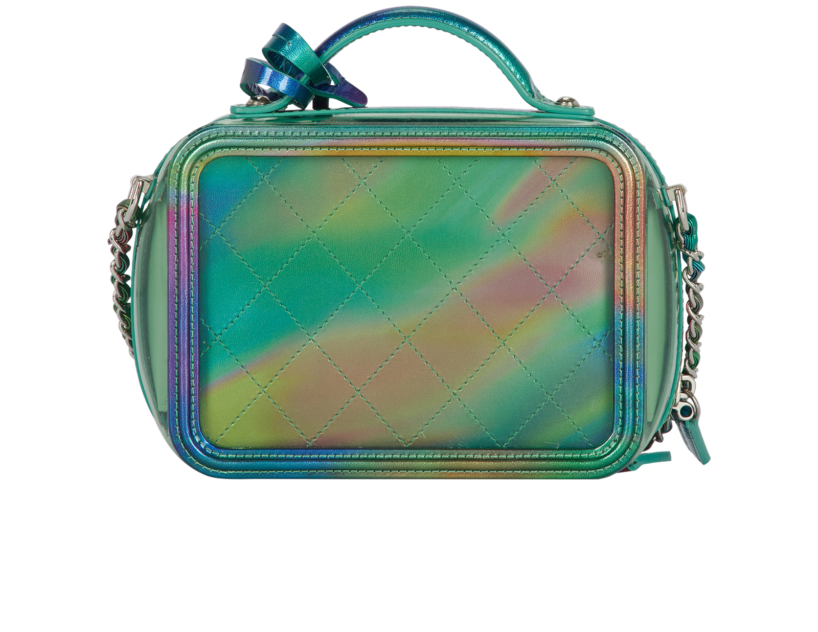 Filigree Small Vanity Case, &pound;3,000, Handbags, Green/Orange/Purple, Leather/PVC, Back view